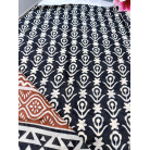 Cream Cotton Saree with Traditional Brown Butta Print & Black Geometric Border