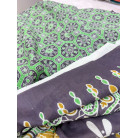 Brown Kalamkari Floral Printed Soft Cotton Linen Saree with Mustard & Green Accents