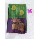 Green Mysore Silk Saree with Peacock Motif & Royal Purple Rich Zari Pallu