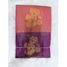 Orange & Royal Purple soft Silk Saree with Gold Floral Zari Weaving