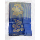 Steel Grey & Royal Blue soft Silk Saree with Gold Floral Zari Weaving