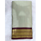 Cream Gold Mysore Silk Saree with Maroon Rich Zari Border