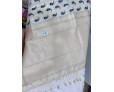Cream Cotton Saree with Purple Paisley Prints & Gold Zari Border