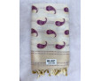 Cream Cotton Saree with Purple Paisley Prints & Gold Zari Border