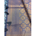 Slate Blue & Indigo Diamond Weave Brass Silk Saree