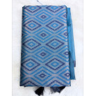 Slate Blue & Indigo Diamond Weave Brass Silk Saree