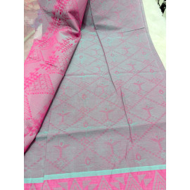 Dusty Lavender & Magenta Embossed Silk Saree