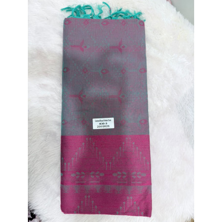 Dusty Lavender & Magenta Embossed Silk Saree