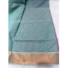 Pink & Blue Magenta Embossed Silk Saree