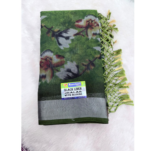 BLACK LINEN SAREE 1244