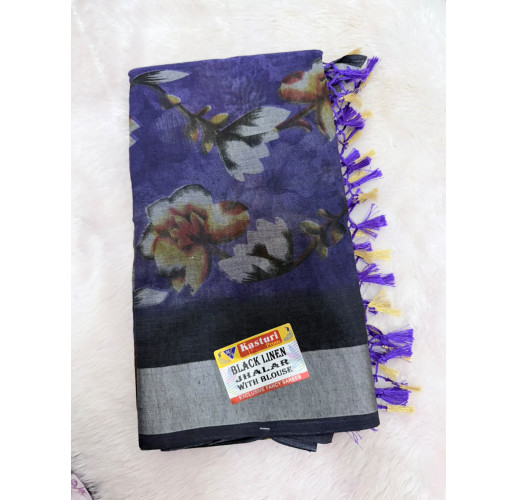 BLACK LINEN SAREE 1245
