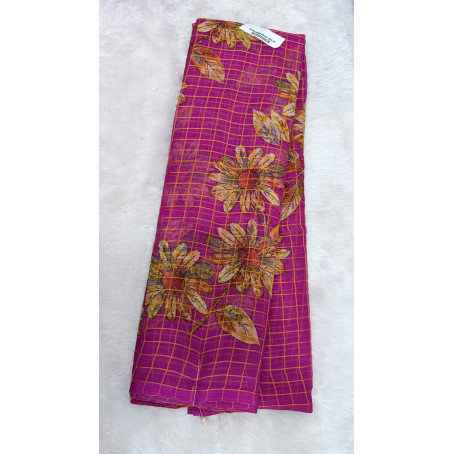 Sunflower Grid Linen Saree