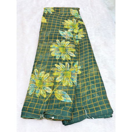 Sunflower Grid Linen Saree