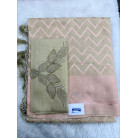 Beige & Baby Pink Chevron  Cotton Saree with Embellished Blouse Piece