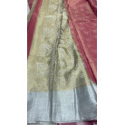 Premium Soft Silk Saree with Silver Zari Border & Elegant Floral Jacquard Design – Peach Pink
