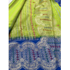 Lime Green & Royal Blue Brass Silk Saree