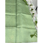 Sage Green Leafy Floral Tissue Linen Saree