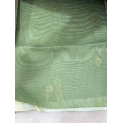 Sage Green Leafy Floral Tissue Linen Saree