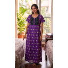 Women's Premium Cotton Printed Maxi Nighty  Purple & Black  Soft Comfortable Full Length Night Gown & without pocket