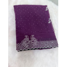 Royal Grape Purple Premium Stone Work Saree with Elegant Peacock Border Design
