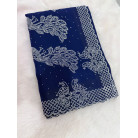 Navy Blue Premium Stone Work Saree with Elegant Peacock Border Design