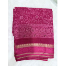 Navy Pink Floral Printed Cotton Saree with Gold Zari Border – Elegant Traditional Wear Saree