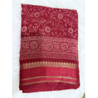Navy Red Floral Printed Cotton Saree with Gold Zari Border – Elegant Traditional Wear Saree