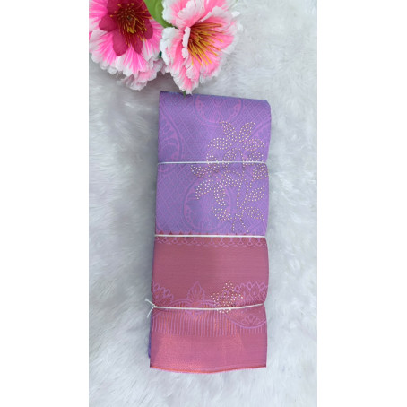 Premium Jacquard Silk Saree with Stone floral Design  – Purple Traditional Party Wear Saree