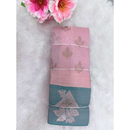 Premium Jacquard Silk Saree with Gold Zari Weaving –  Pink Traditional Party Wear Saree