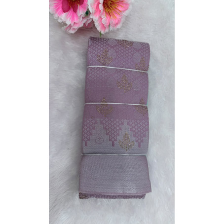 Premium Jacquard Silk Saree with Stone floral Design  –  Onion pink Traditional Party Wear Saree