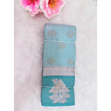 Premium Jacquard Silk Saree with Gold Zari Weaving – Blue Traditional Party Wear Saree