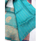 Teal Green Soft Silk Saree with Copper Zari Paisley Design & Rich Jacquard Border