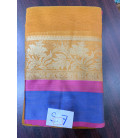 Mustard Yellow Soft Silk Saree with Gold Floral Zari Border & Royal Blue Pallu