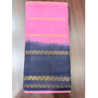 Pink Cotton Silk Saree with Navy Blue Contrast Border & Gold Zari & without blouse