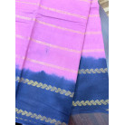 Pink Cotton Silk Saree with Navy Blue Contrast Border & Gold Zari & without blouse