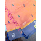 Orange Cotton Saree with Woven Butta Design & Tassel Pallu