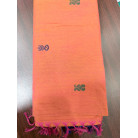 Orange Cotton Saree with Woven Butta Design & Tassel Pallu