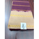 Purple & Beige Cotton Saree with Gold Zari Border