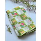 Pastel Green Floral Checkered Soft Cotton Saree Lightweight Casual & Daily Wear Saree