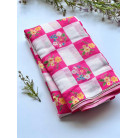 Pink Floral Checkered Soft Cotton Saree  Lightweight Casual & Daily Wear Saree